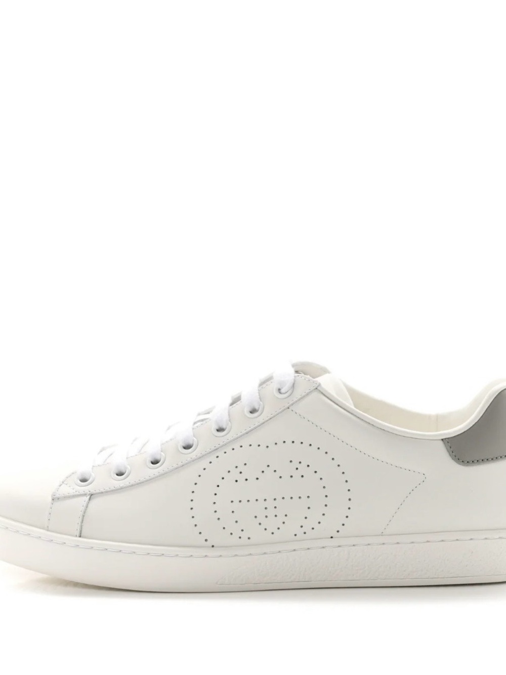 Gucci White Leather Men's Low-Top Sneaker with Gray Heel Tab